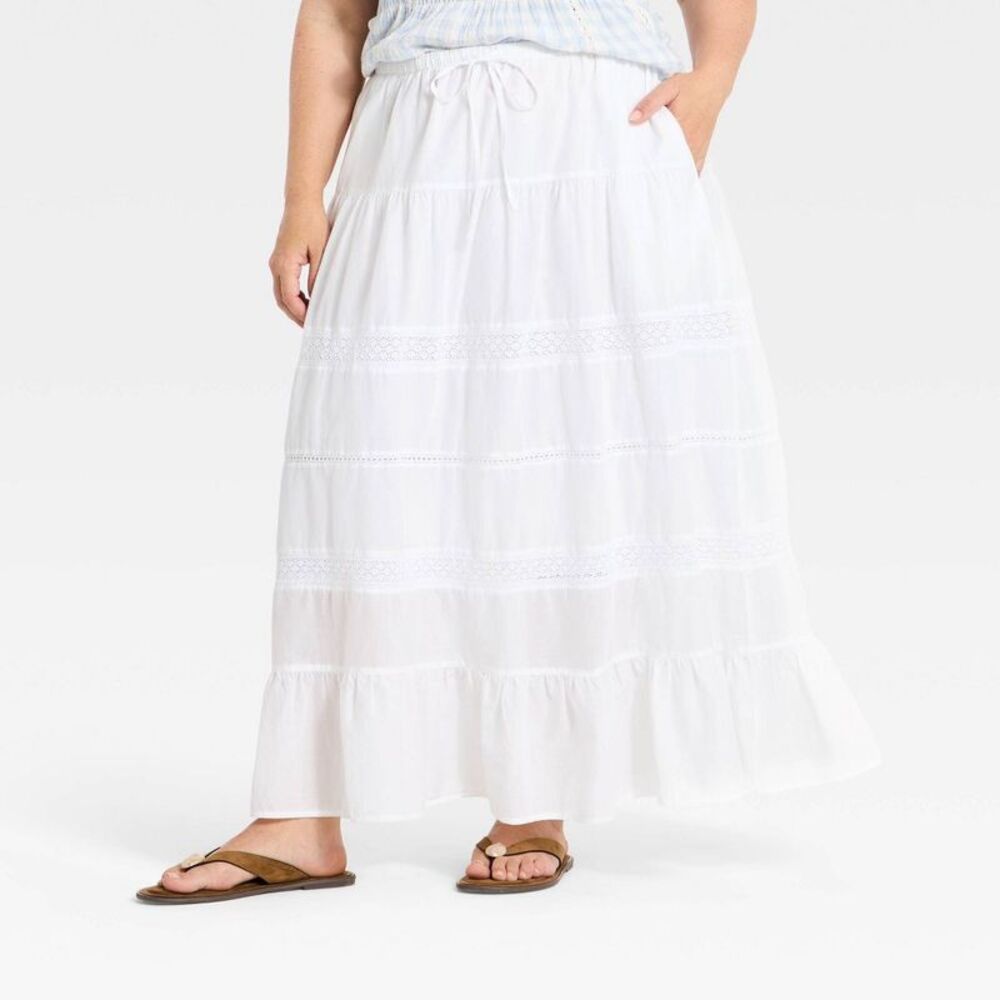 Universal Thread - Women's Lace Maxi Full Skirt - Universal Thread Wh White